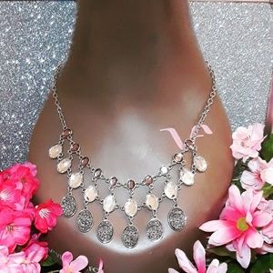 EDGY SILVER DIAMOND BIB NECKLACE
